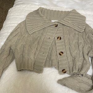 Source Unknown Cable Knit Cardigan - Taupe